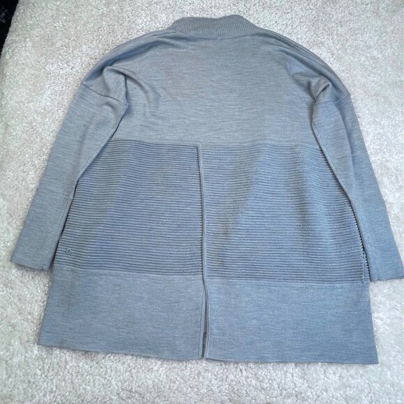 Lululemon Sit In Lotus Merino Wool Cardigan Sweater Heather Starlight Blue - Picture 3 of 14